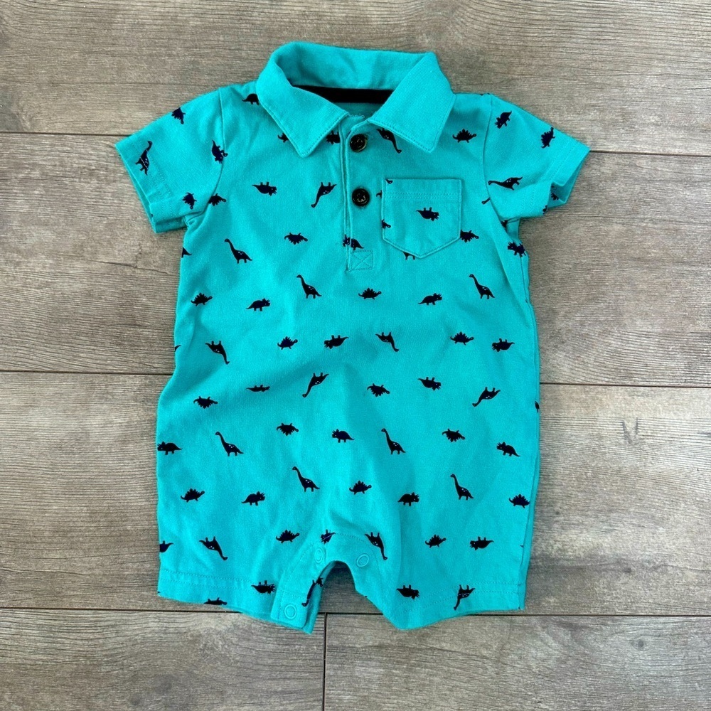 Carter’s Baby Boy Dinosaur Romper 0-3 Months EUC